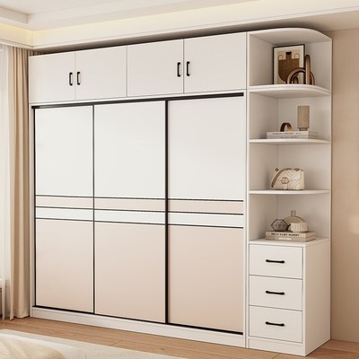 实木衣柜家用卧室推拉门2025爆款加厚背板柜子出租房用儿童大衣橱