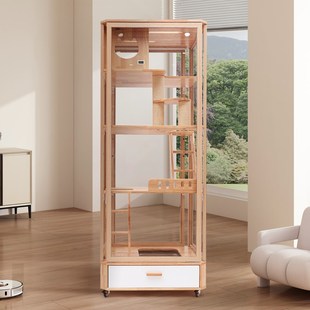 全景玻璃猫别墅全透明实木不占地猫窝猫屋家用小户型猫笼窝舍猫柜