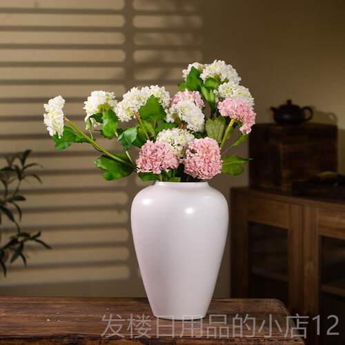 正品景德镇白色陶瓷花摆件客插花新中式高感干瓶燥花厅彷真花装饰