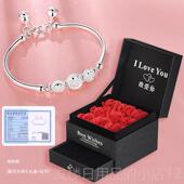 正品 银手镯银手镯999妇女圆珠纯银饰品纯简单宫众殿钟手镯银小设