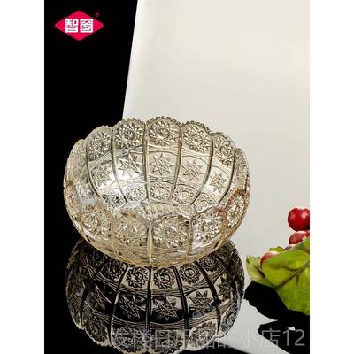 正品轻奢高档果盘欧式水玻璃水盘家晶摆用客厅茶几果零食放盘糖果