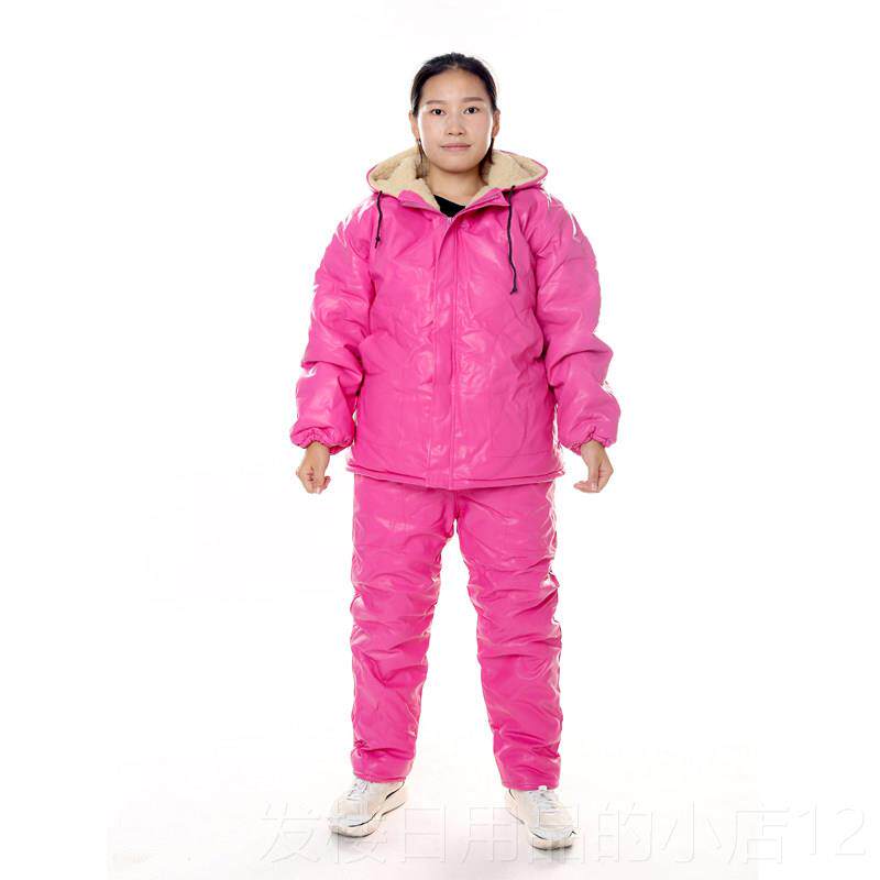 正品士工作服套装棉衣加厚劳保棉季袄防冬寒男防水防油pu 皮革加