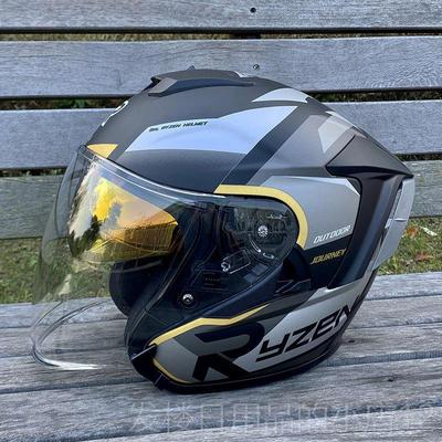 正品Ryzen摩季托车头盔初号机士冬四分之三盔机车半盔双镜女四男