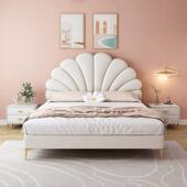 花床瓣床法式 油风皮HLM云朵床现代简约女孩软包公主双人床储奶物