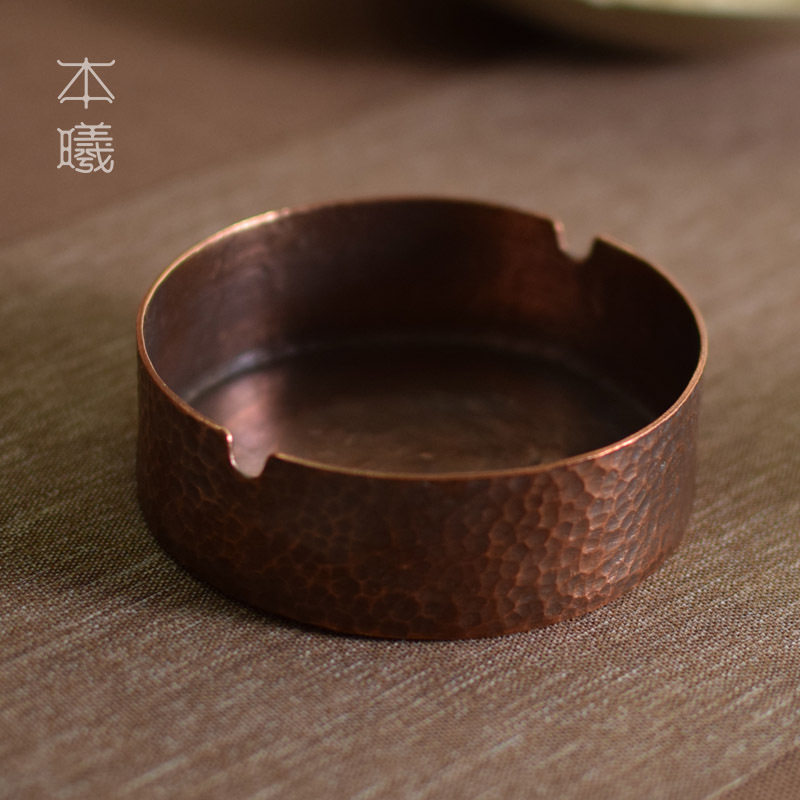 手工紫铜日式复古锤纹烟灰缸