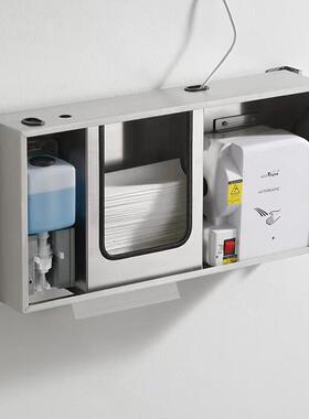 镜柜后感应MWE皂液公共器卫生间合一擦手机纸巾盒烘手器洗三手暗