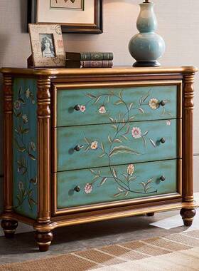 美式三四六柜玄关柜欧式木收纳柜储物柜大抽斗屉矮柜JOJ整橱装实