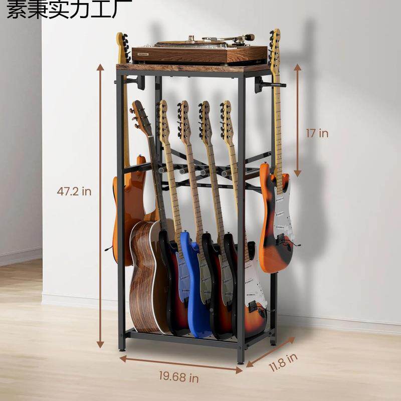 用实木吉他置物架排式吉他架乐电吉他琴落IHE地架贝斯放置架家器
