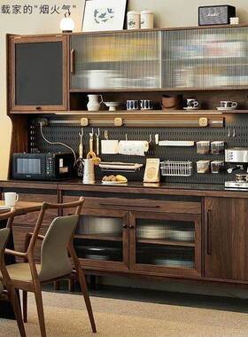 北美胡桃实XFN木餐边一体靠墙柜茶色水客酒厅储厨房高柜橱柜岩板