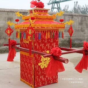 婚庆花结轿喜轿中式八抬古子典婚婚轿庆轿子服装ODG迎亲喜牌厂家