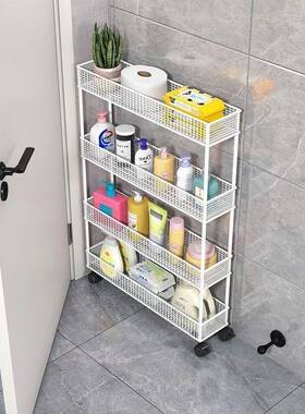 RIL门后夹缝书架置架落地窄缝收简纳柜物超窄置物架隙可移动易缝