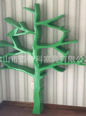 现代钢玻璃钢树书架创意时CHF墙壁尚书架置绿物陈列玻璃书架