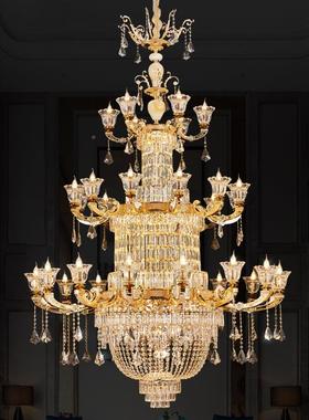 欧轻式水晶吊法式奢高档别墅客厅餐厅HSI灯豪华大卧气室复式楼灯