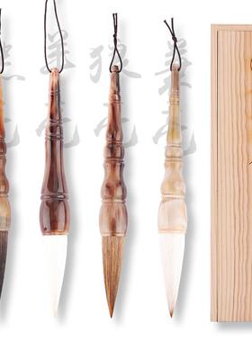 短杆牛角抓大斗笔狼毫羊UEY毫兼毛笔熊毫国款笔画泼墨提字毫落楂