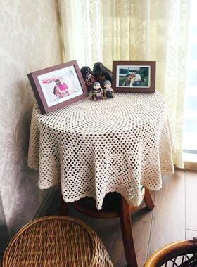 棉线手工钩针钩编织简约欧中花式美纯式复蕾古镂空丝LLT圆桌布米