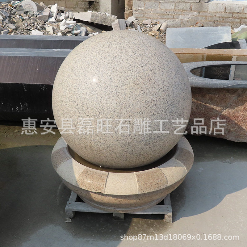 福建雕刻大理石风水球 景观石雕风水球 g603白麻流水风水球摆件