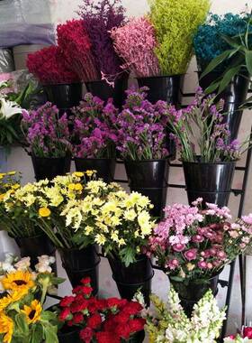 花店花展示架多层IBR架阶梯花架摆花带万向轮铁艺子花桶鲜塑料花