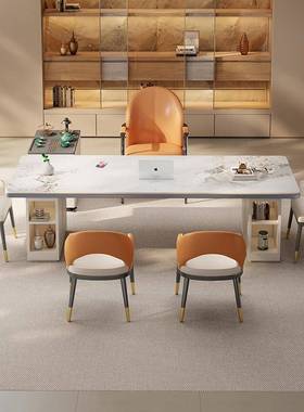 0SKM2一5新款高端岩茶台椅组合老板桌烧水板壶2体嵌入式办公室泡