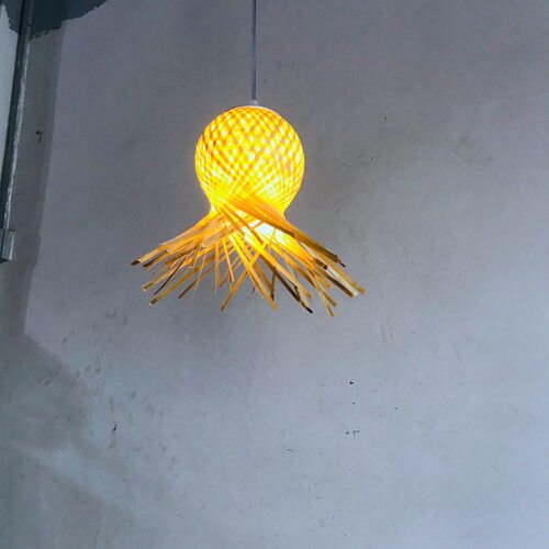 竹编吊灯中式灯笼火锅店饭店餐馆竹艺灯水母竹篾装饰落地灯小吊灯