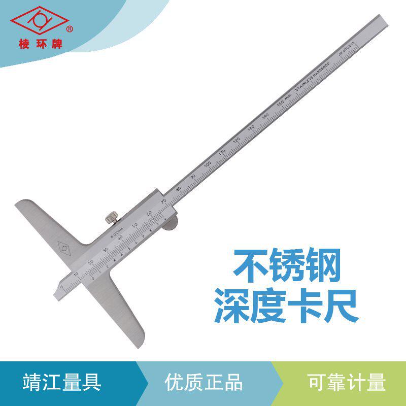 靖江棱环牌深度游标卡尺0-150-200-300-500-1000mm高精度深度尺