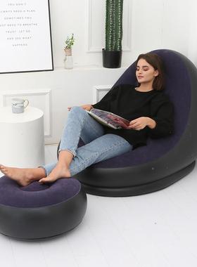 新款网红便躺捷式充气沙发椅WNAPC可叠植V绒室折内单人休闲沙发