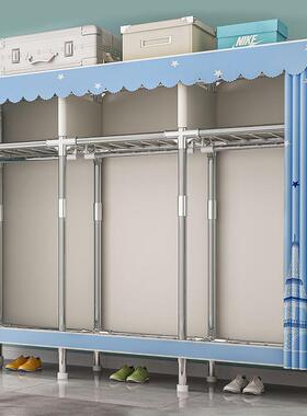 简易衣柜家用卧室组布37240衣装出柜粗全钢架加加固租房用收纳柜