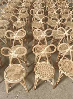 可儿子椅GVW爱藤编椅子蝴蝶结童藤椅小孩餐椅全藤编织藤民宿圆凳