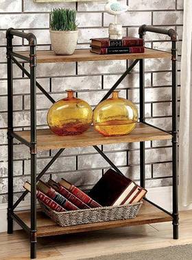 美风新款做旧工24928业客厅式搁板隔板多层LOFT水管铁艺架书实木