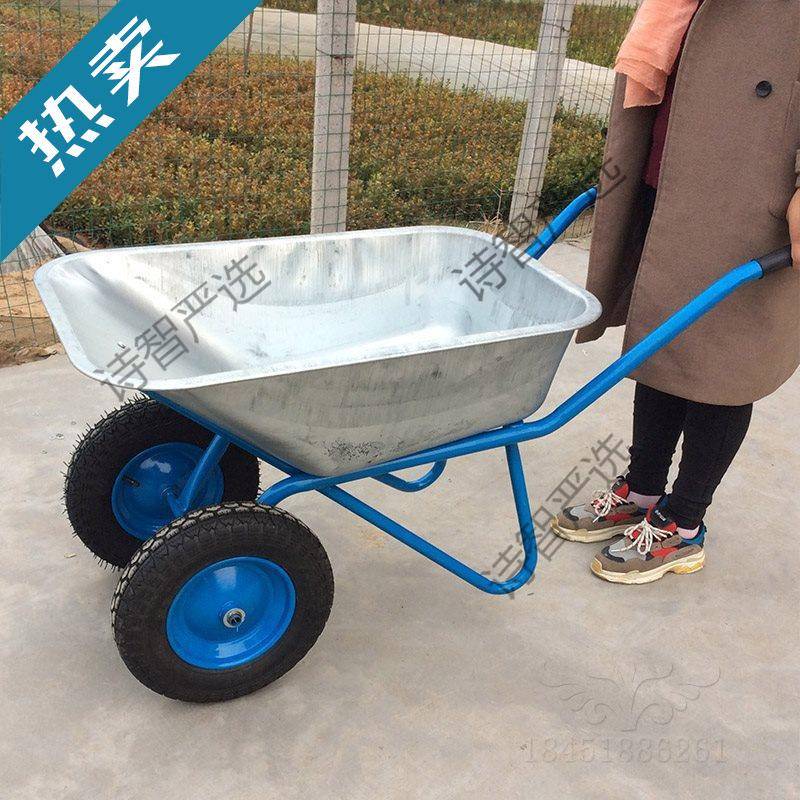 独轮小推车工地农用沙土OXU建轮圾筑翻斗垃搬运花园人包力双手推