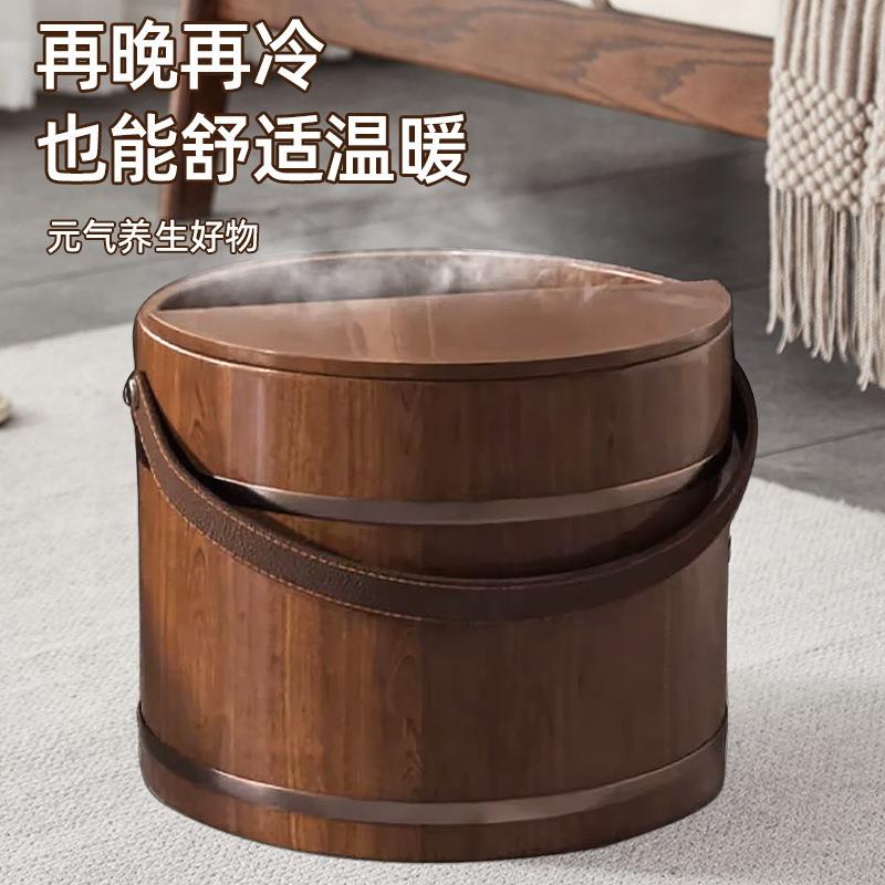 厚柏木泡脚桶DKsU51d2保加温厂家直手提桶销实木洗脚盆木按摩泡脚