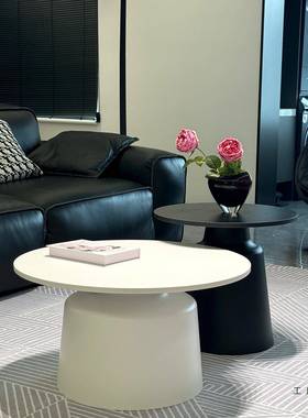 代白色奶油风家用客厅茶几组合网红几款现小简约户型圆形AMD边小