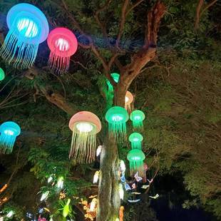 L灯ED发光七彩水母造型灯户外挂件装LPL饰灯美陈工亮化节日灯光程