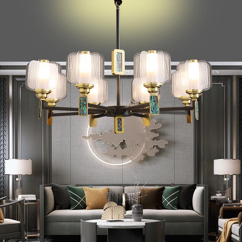 现代简约客厅别贝壳吊灯新款LE8701D轻奢餐意厅全铜个性灯创墅灯