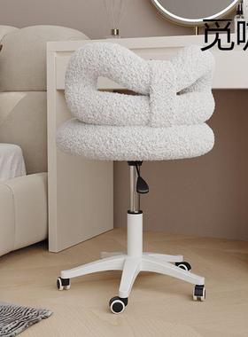 化妆椅皮梳妆质NJK台凳子简约奶油风室女生蝴蝶卧椅轻奢感梳妆椅