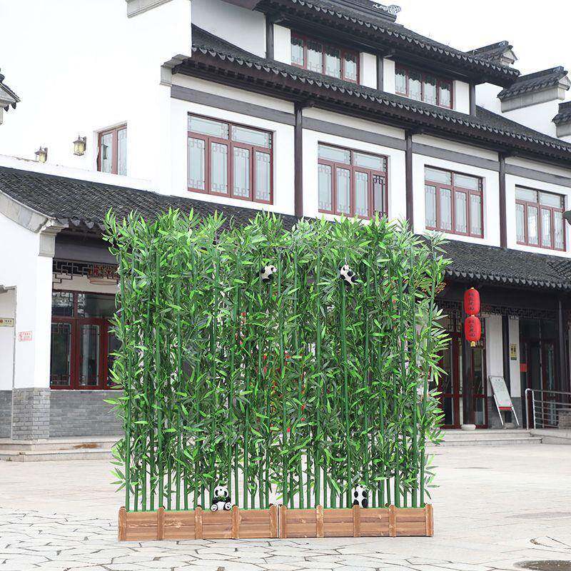 工程装TDF围仿真竹子饰假竹子隔断挡屏风加密塑料真竹子室内仿绿