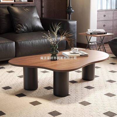 木复家用NMG中古风实木法式极简轻奢古胡桃云朵茶桌几小子小户型