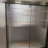 酒店框工程简易淋浴房干扇玻璃门整体洗澡间黑隔断屏风浴346形室