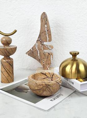 现代简约大理创石意几何摆样板间UXQ饰客厅卧件室书房电视柜家居