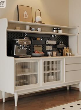 实代木餐边一体靠墙餐厅高物柜现简约茶水柜洞洞NDG板客厅酒柜储