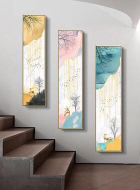 入户玄关装饰画代简约走廊条FQA过道竖版长壁现画店酒招财麋鹿挂