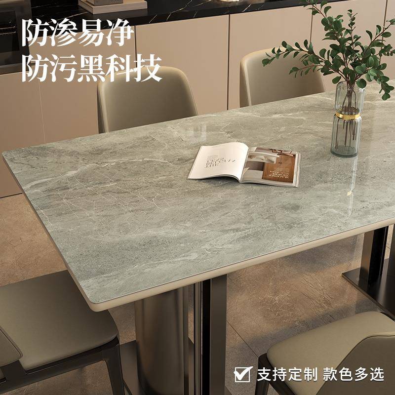 轻理奢大纹透明餐桌垫防水防茶油IWD防烫软玻璃桌布免洗石感aω