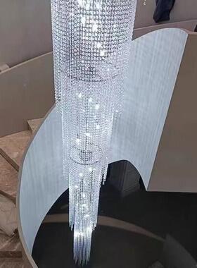 轻奢水晶长酒吊设计师创意别墅店大堂程复式楼工梯间灯灯QOA具床