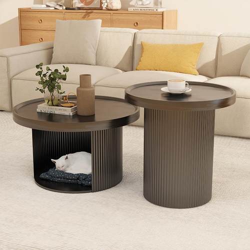 奶油风HZP茶几客家用轻奢现代简高端202款4新小户型圆约形小圆桌