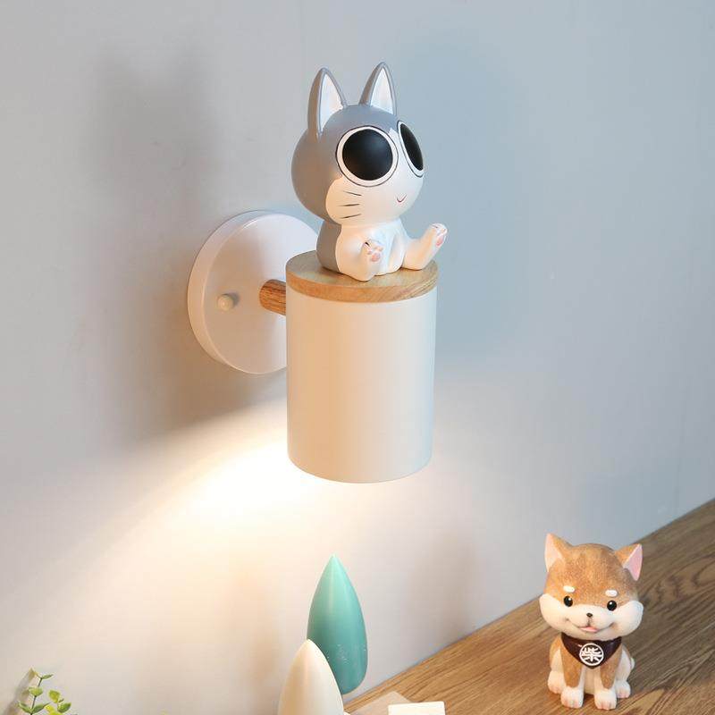 代简约L灯ED猫咪壁儿童房床头饰小狗软装设计现567馆卡通小装壁灯