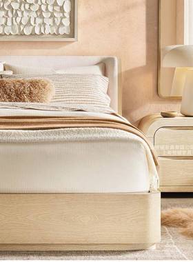 美式乡村RH实木床复法式式古做旧木1.8LUK双人床日落地床卧室橡家