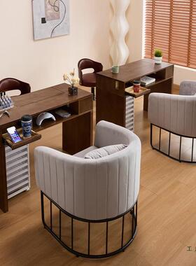 ZCE日式套复古实木多抽屉收纳带吸尘器美甲台单双人俄风美式甲桌