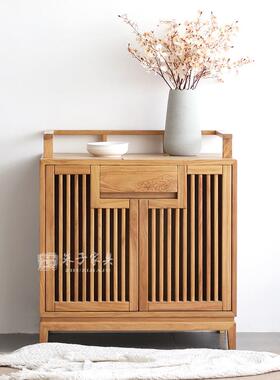 中式实新木祥云茶水DOM柜桌边储物柜茶茶柜室收纳柜茶具柜烧水柜