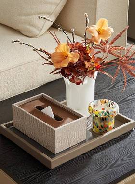 营销几中心商处会招客厅洽谈区接待沙茶边发几托盘VEN纸巾盒花瓶