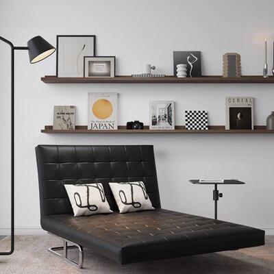 单复人折台叠休闲椅坐色卧两用沙发床黑沙发椅阳躺椅古奶油ISI风