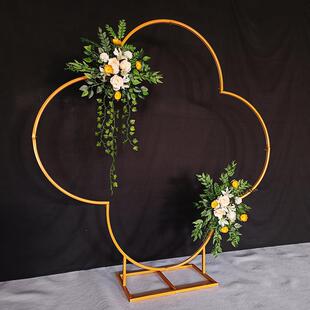 跨境道亚马逊新坪款婚681894庆舞台铁艺具四叶草拱门户外布置草花